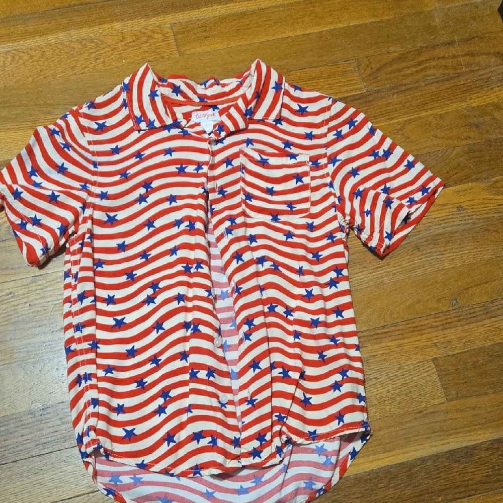Cat & Jack Red and White Button Down Shirt